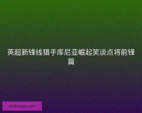 英超新锋线猎手库尼亚崛起笑谈点将前锋篇